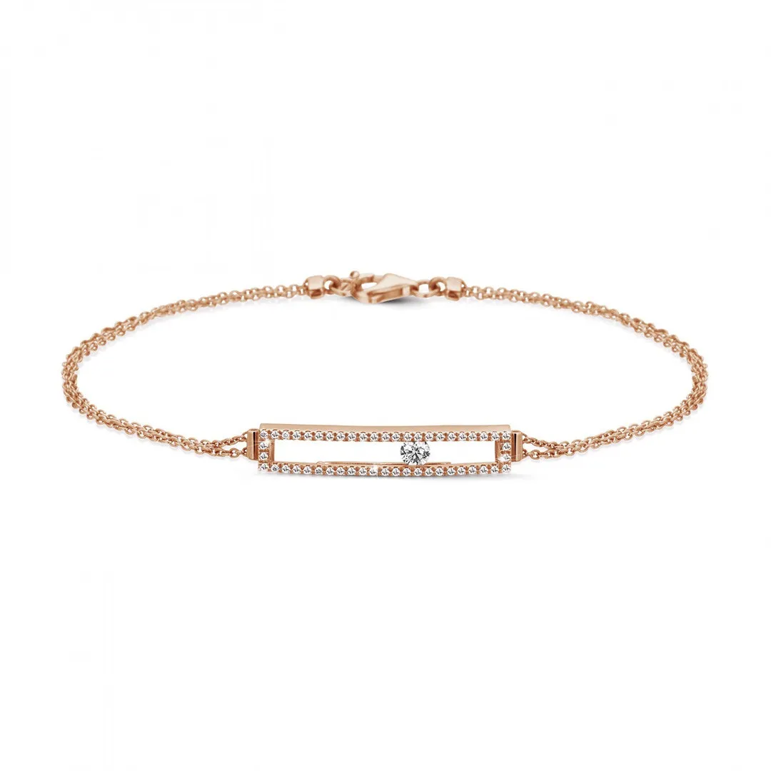 0.30 quilates pulsera en oro rojo con un diamante redondo flotante 