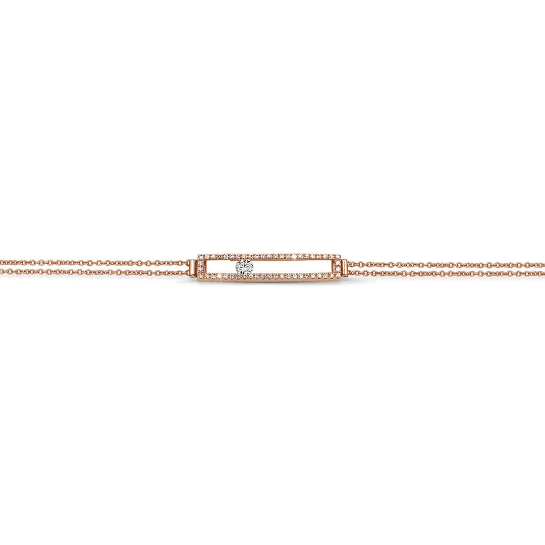 0.30 quilates pulsera en oro rojo con un diamante redondo flotante 