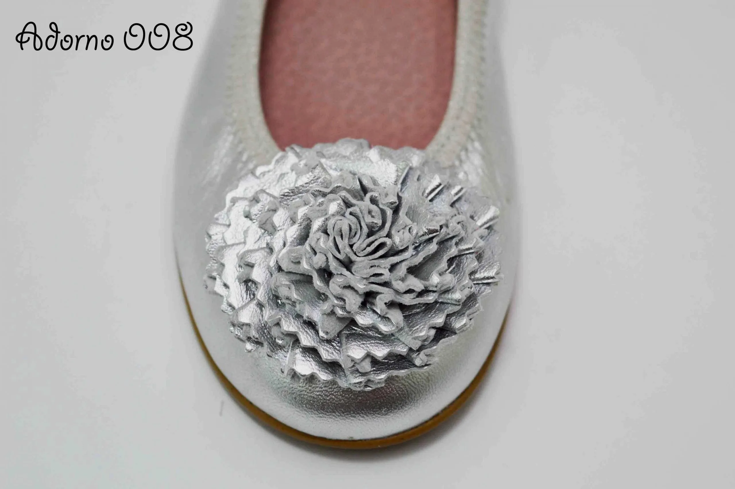 Adornos flor de piel en plata para zapatos