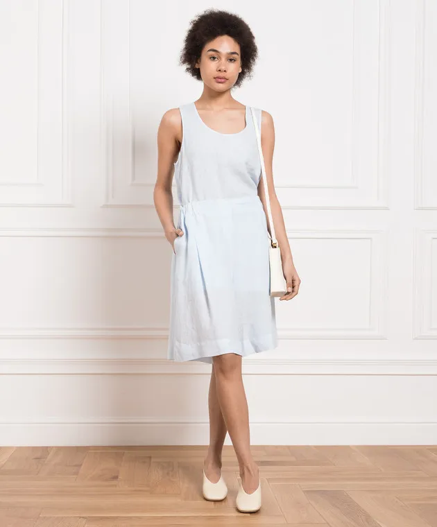 ANNECLAIRE Blue linen top