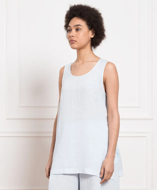 ANNECLAIRE Blue linen top