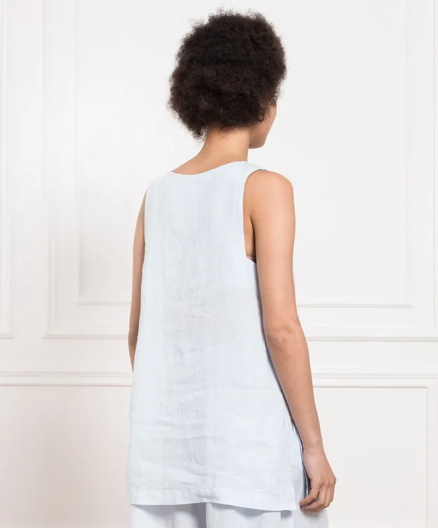 ANNECLAIRE Blue linen top