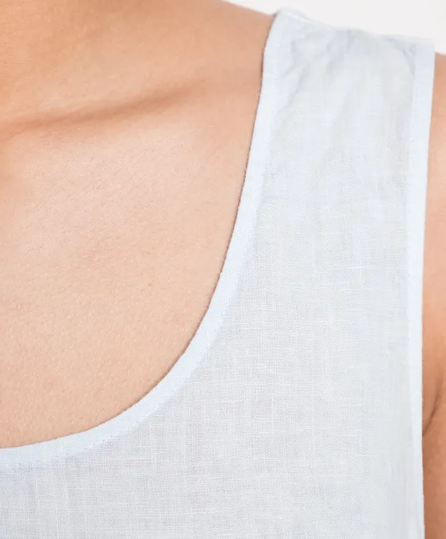 ANNECLAIRE Blue linen top