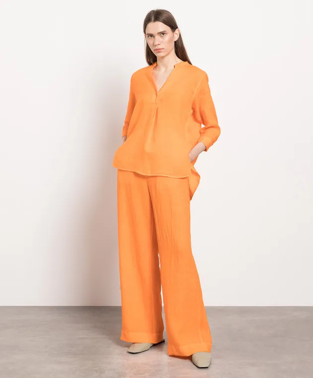 ANNECLAIRE Orange linen blouse