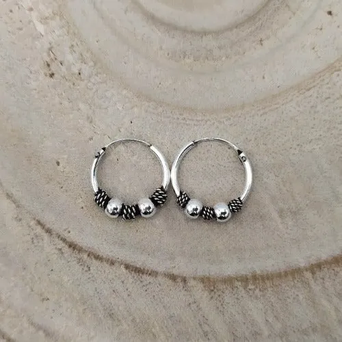 Aros plata bali bolas