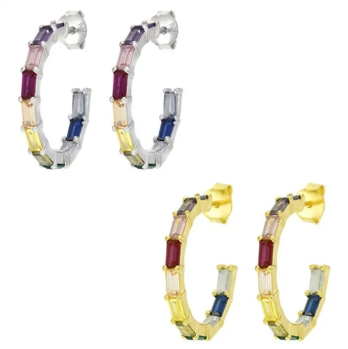 Aros plata colores mediano