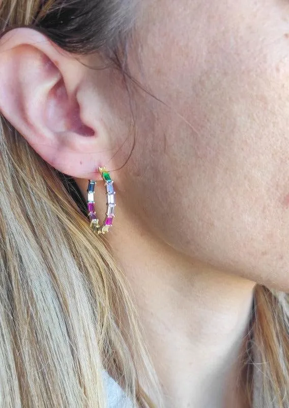 Aros plata colores mediano