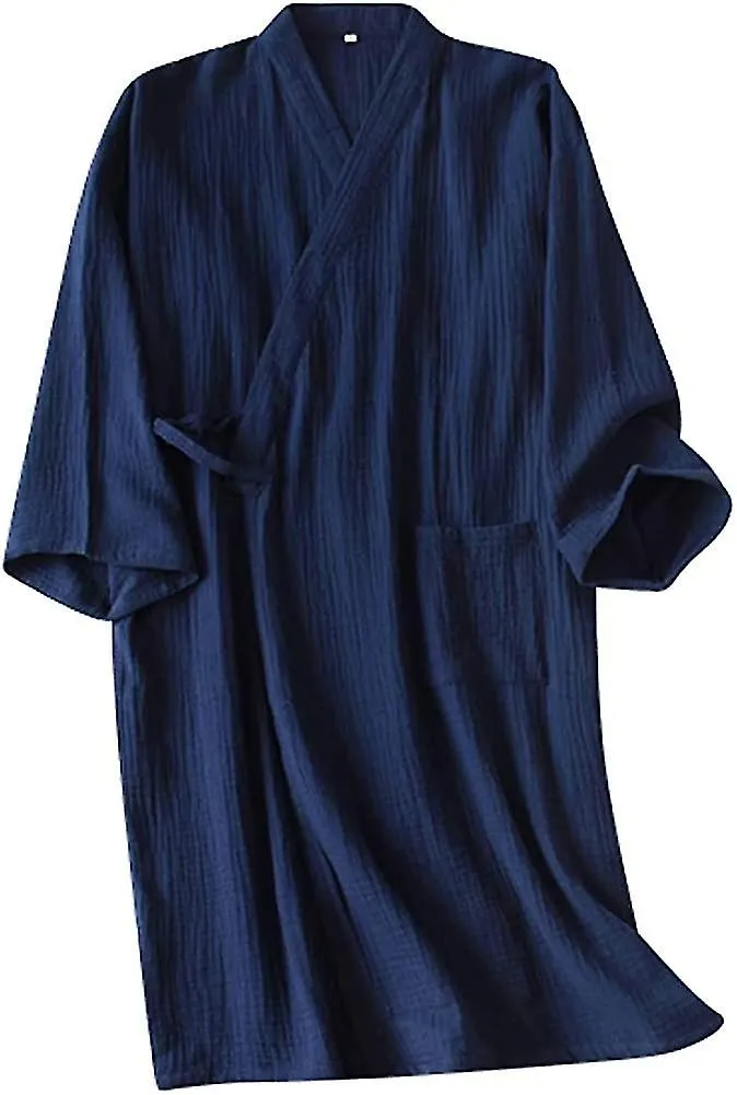 Batas de kimono para hombres Bata de algodón Khan Ropa al vapor Albornoces Albornoces Ropa de dormir de manga larga Ropa de desc