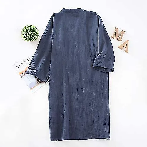 Batas de kimono para hombres Bata de algodón Khan Ropa al vapor Albornoces Albornoces Ropa de dormir de manga larga Ropa de desc