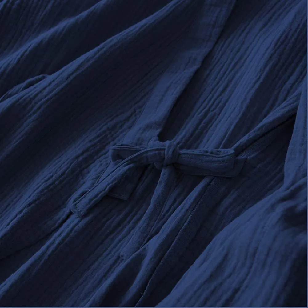 Batas de kimono para hombres Bata de algodón Khan Ropa al vapor Albornoces Albornoces Ropa de dormir de manga larga Ropa de desc