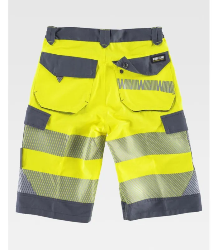 Bermuda combinada con alta visibilidad y cintas reflectantes segmentadas C2705