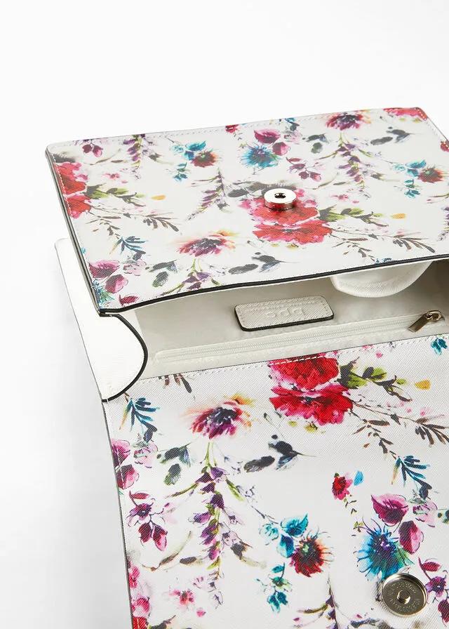 Bolso de mano blanco con flores
