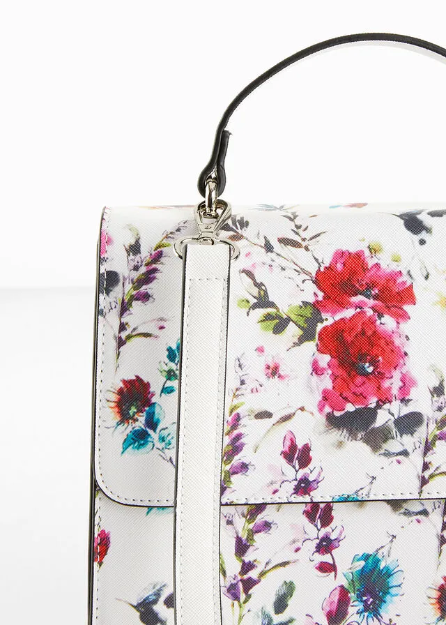 Bolso de mano blanco con flores