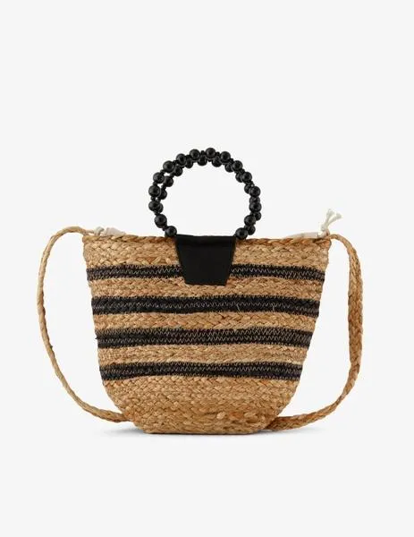 Bolso de yute con rayas negras Vera