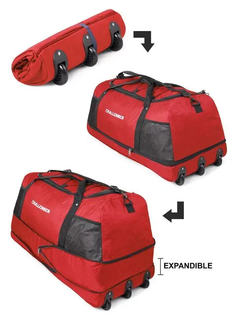 BOLSO ENROLLABLE CON RUEDAS CHALLENGER  ROJO