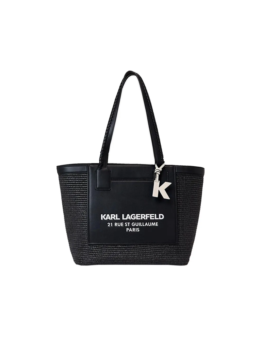 Bolso shopper de rafia color negro