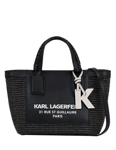 Bolso tote pequeño de rafia negra