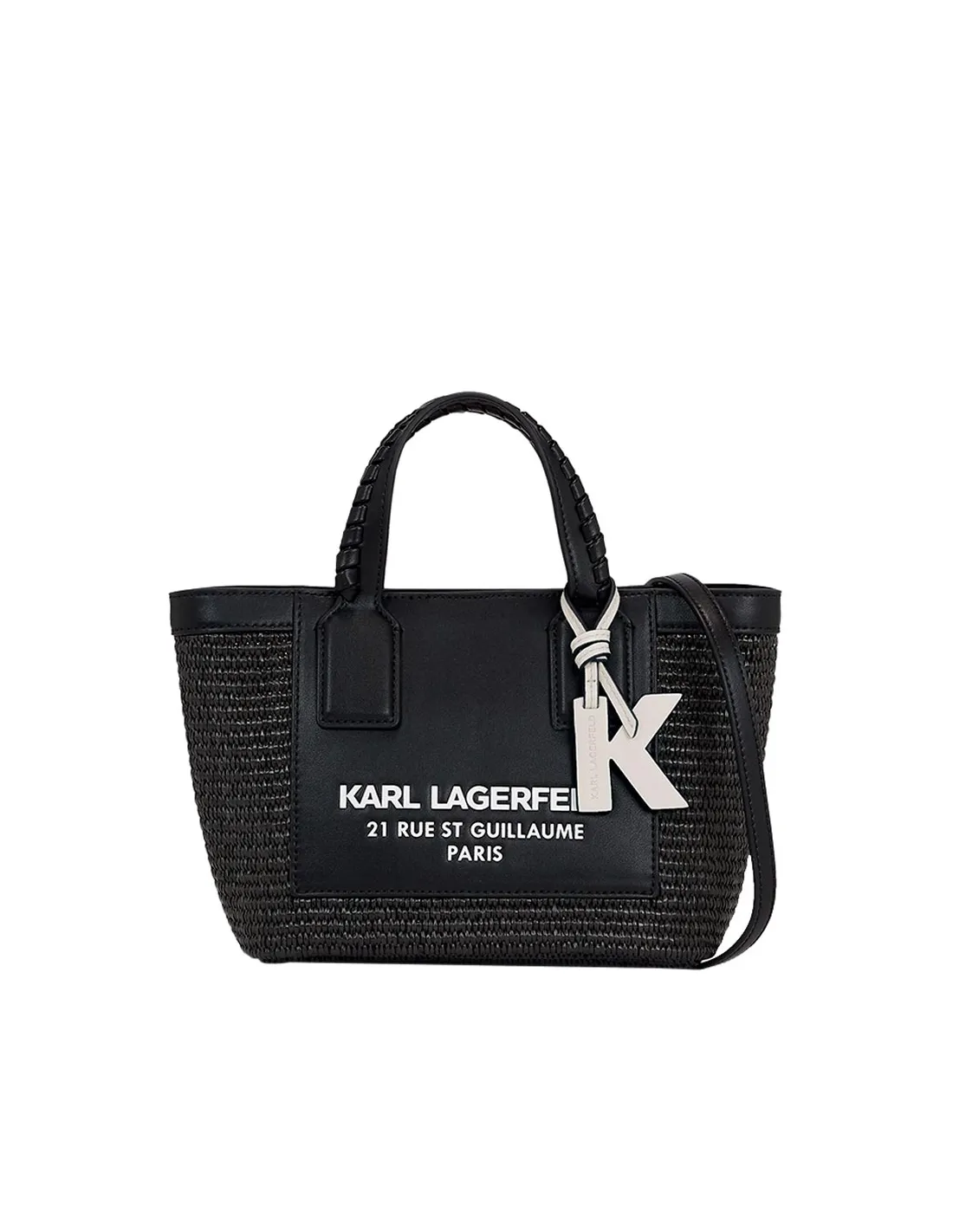 Bolso tote pequeño de rafia negra