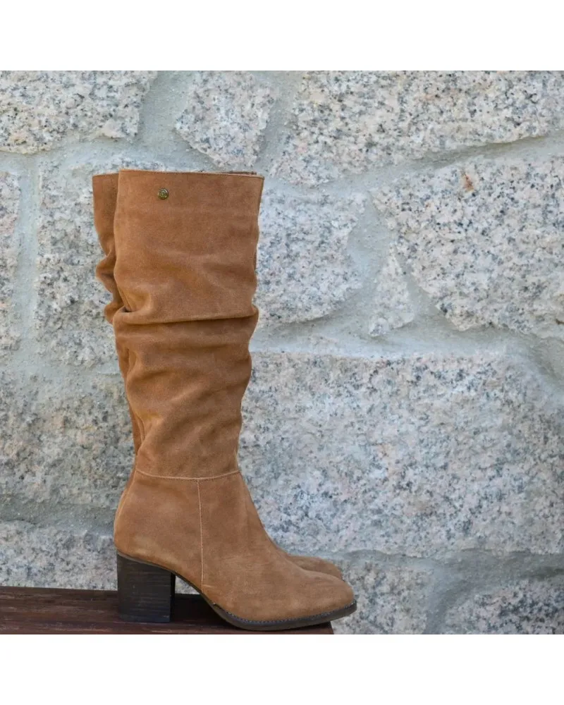 Bota de caña alta con caña arrugada TOP3SHOES 22819 CUERO