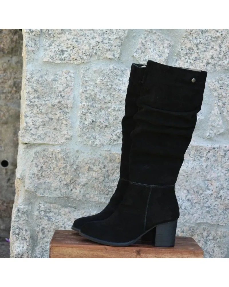 Bota de caña alta con caña arrugada TOP3SHOES 22819 CUERO