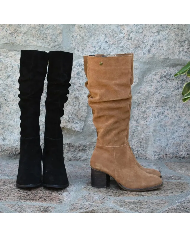 Bota de caña alta con caña arrugada TOP3SHOES 22819 CUERO
