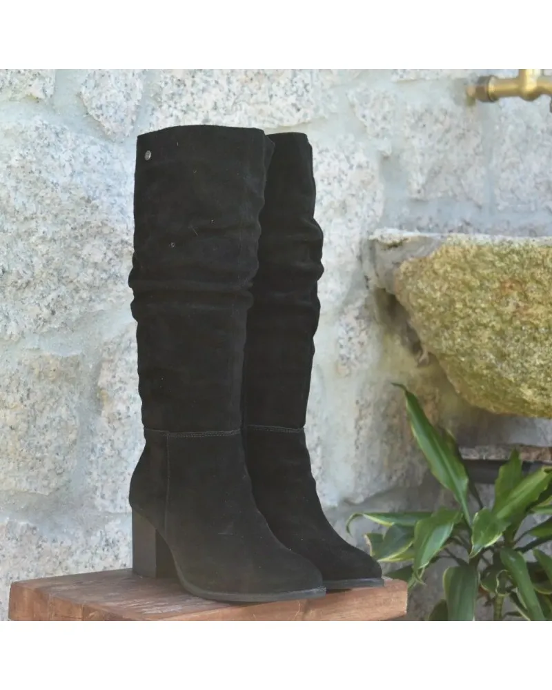 Bota de caña alta con caña arrugada TOP3SHOES 22819 CUERO