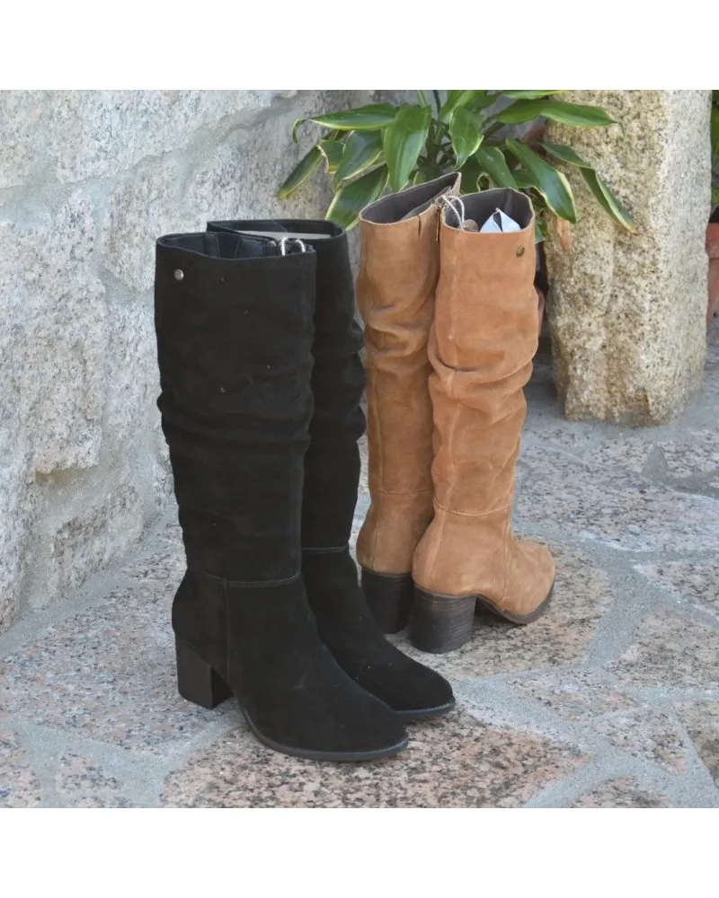Bota de caña alta con caña arrugada TOP3SHOES 22819 CUERO