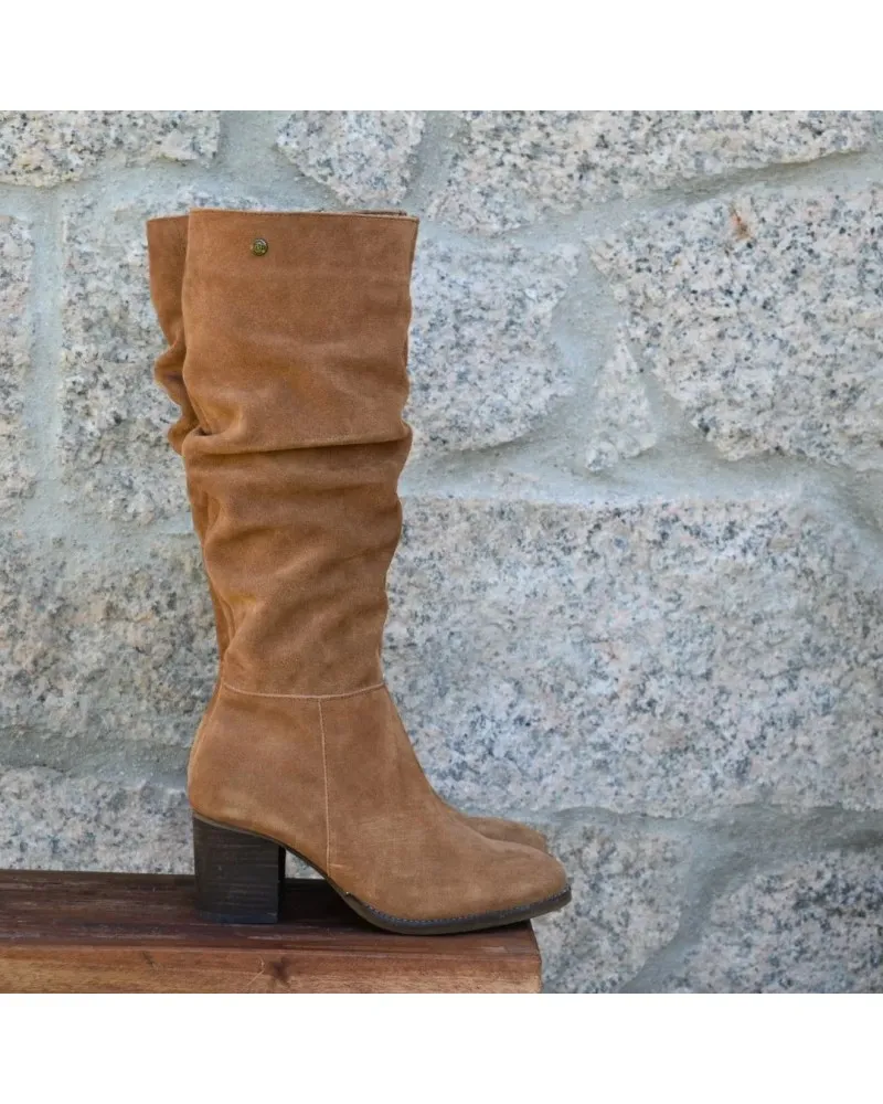 Bota de caña alta con caña arrugada TOP3SHOES 22819 CUERO