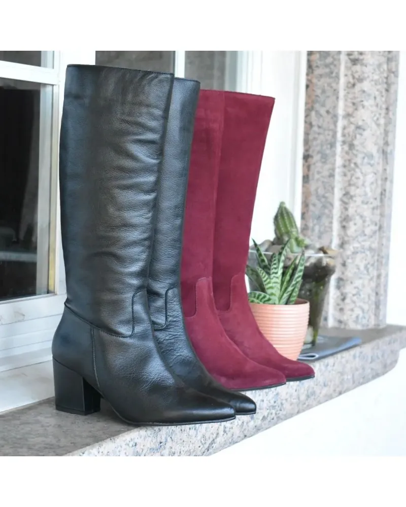 Bota de piel de caña alta  NEGRA CALMODA 7168