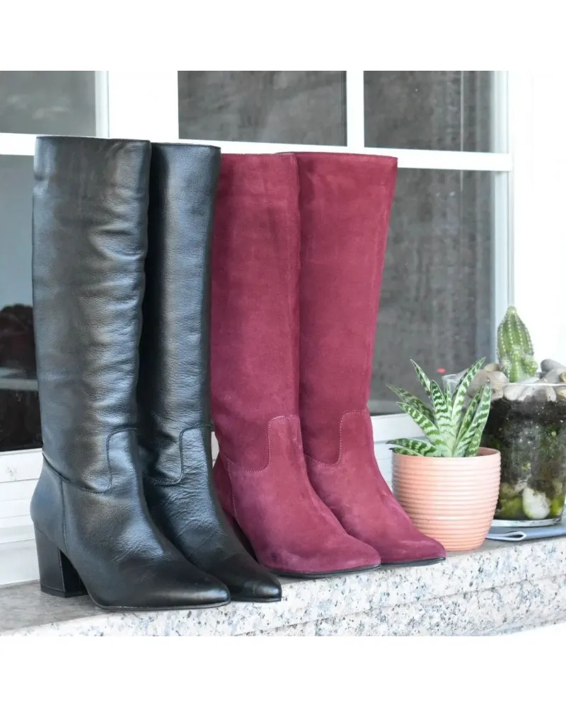 Bota de piel de caña alta  NEGRA CALMODA 7168