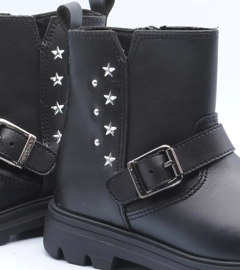 BOTA NIÑA PABLOSKY PIEL NEGRA ESTILO MOTERO