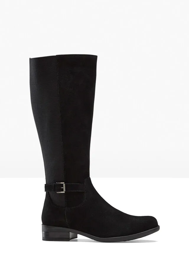 Botas de caña ancha de piel Negro