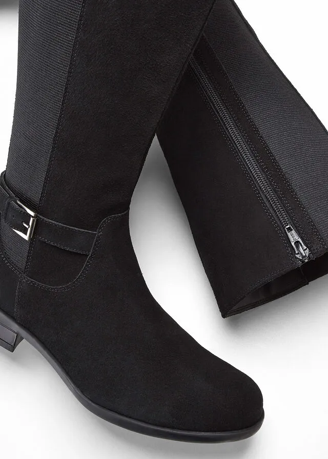 Botas de caña ancha de piel Negro