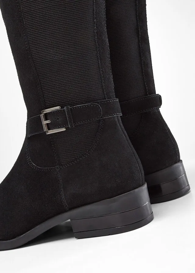 Botas de caña ancha de piel Negro