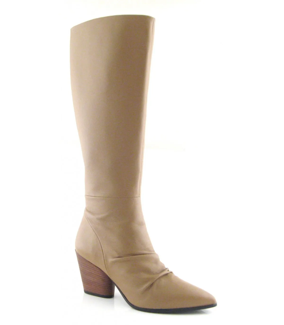 Botas de tacón de caña alta color beige