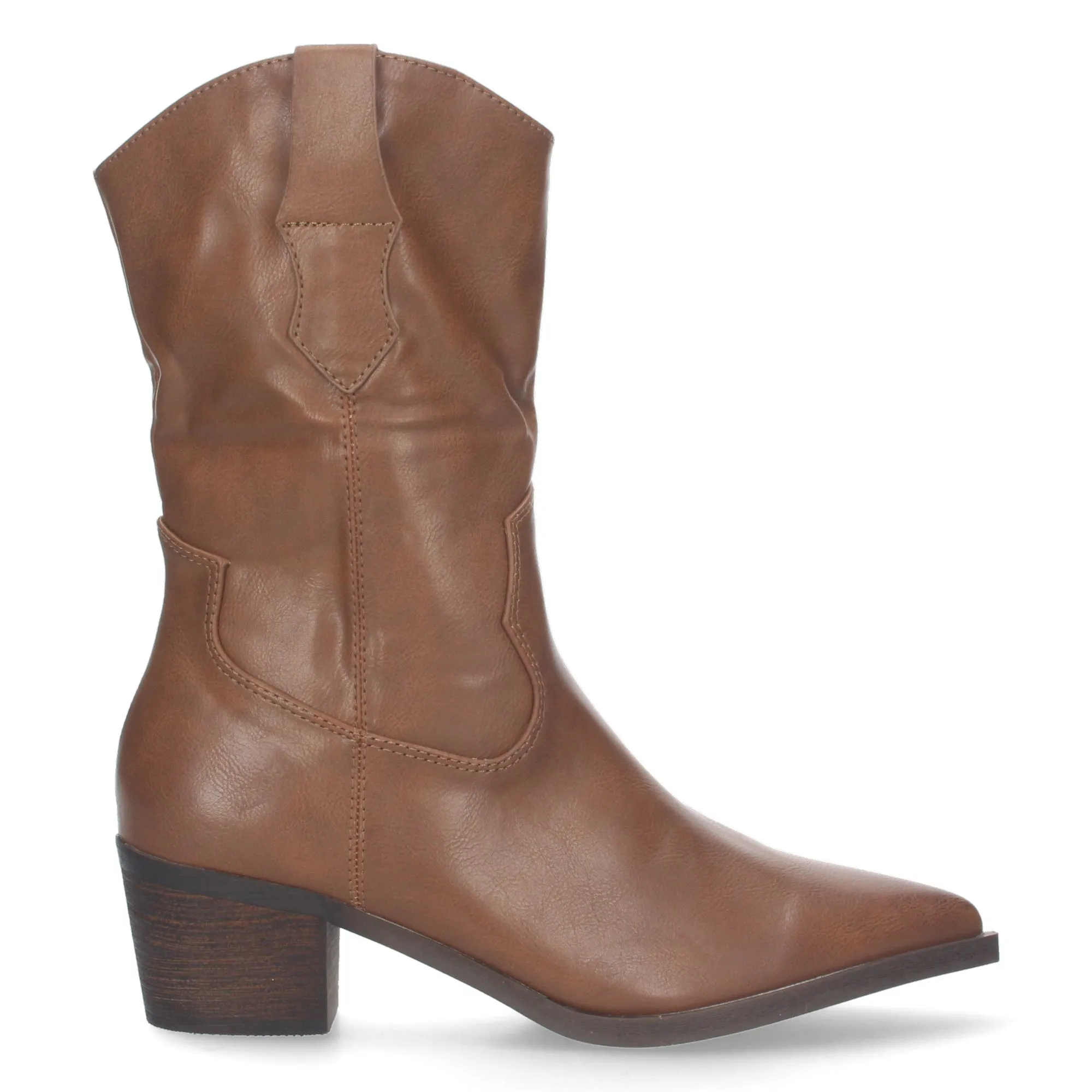 Botas de tacón medio caña alta para mujer punta fina color kaki