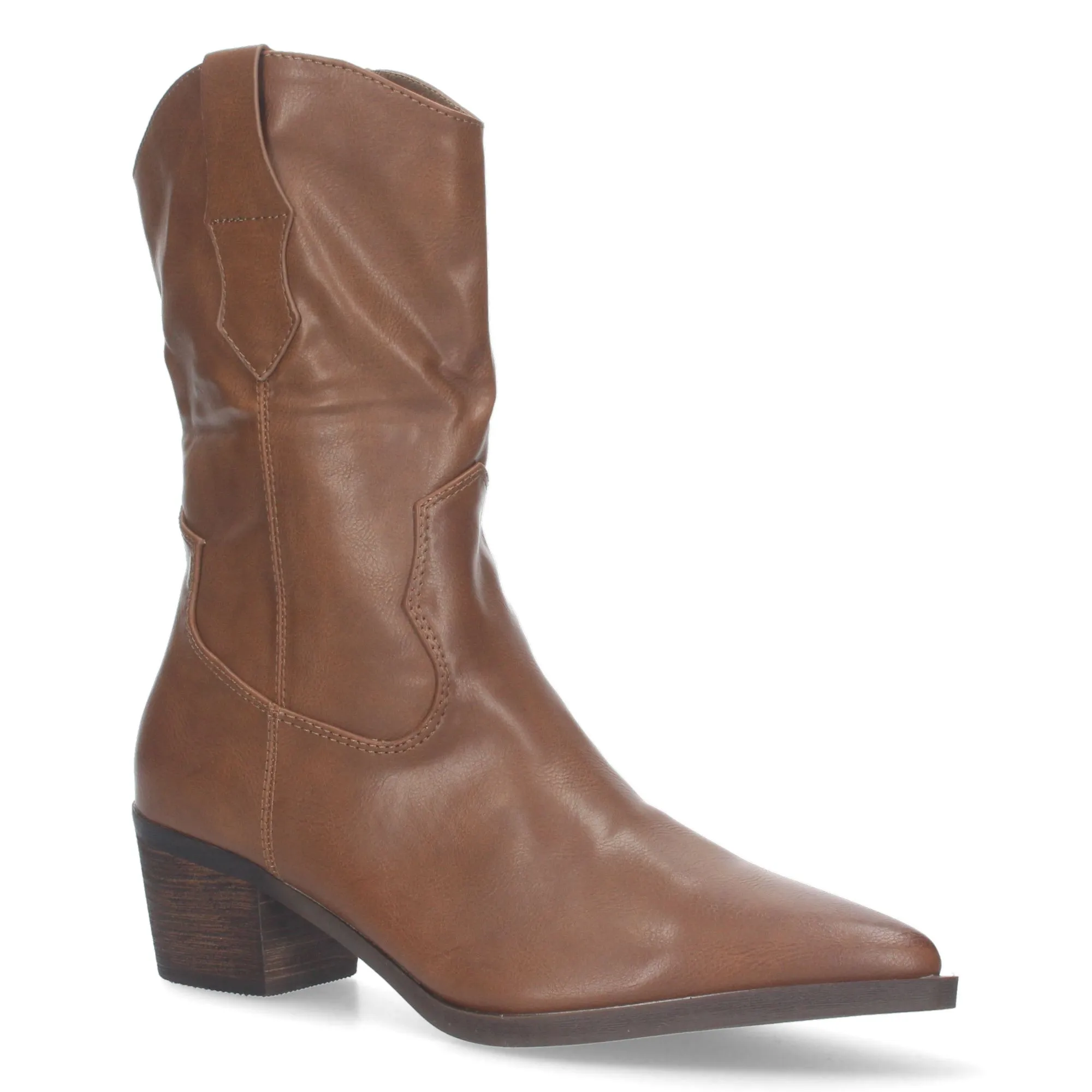 Botas de tacón medio caña alta para mujer punta fina color kaki