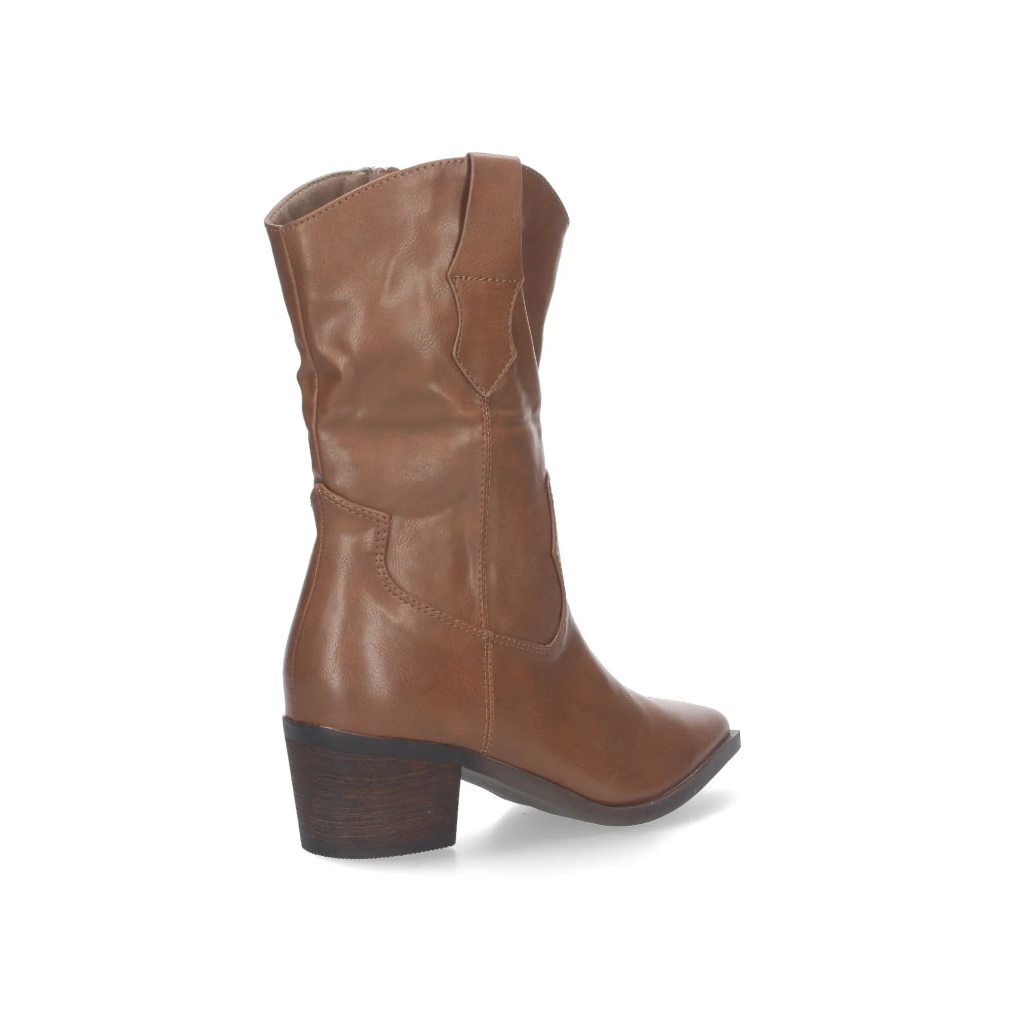 Botas de tacón medio caña alta para mujer punta fina color kaki