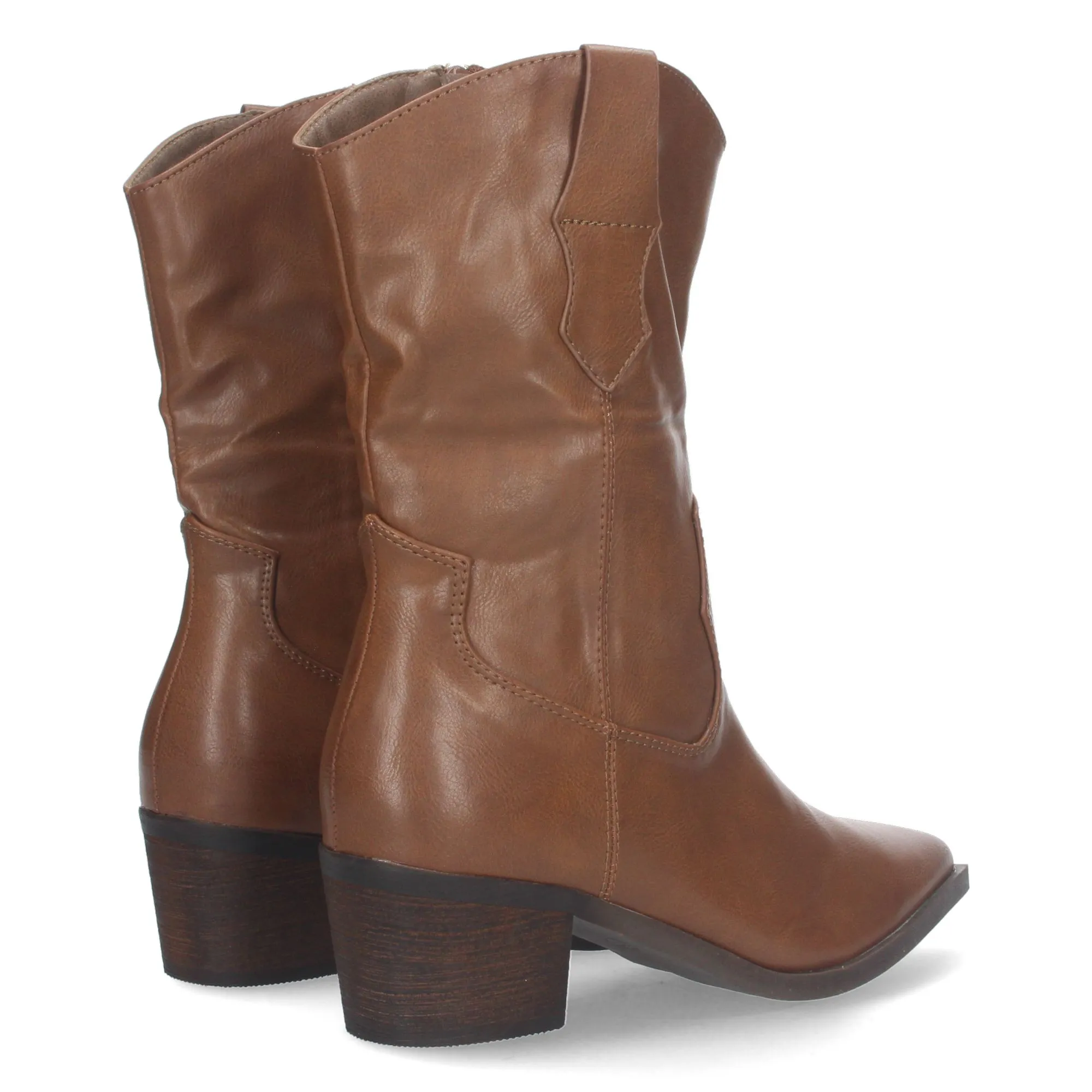 Botas de tacón medio caña alta para mujer punta fina color kaki