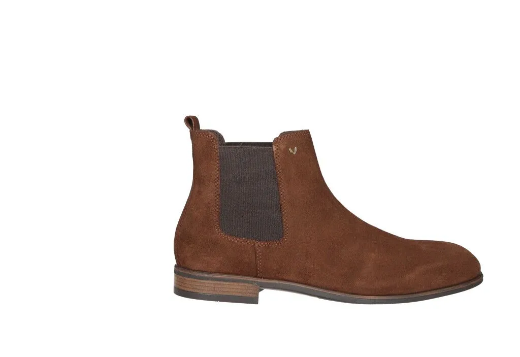 Botin Nobuck Marron Elasticos Laterales Piso Goma