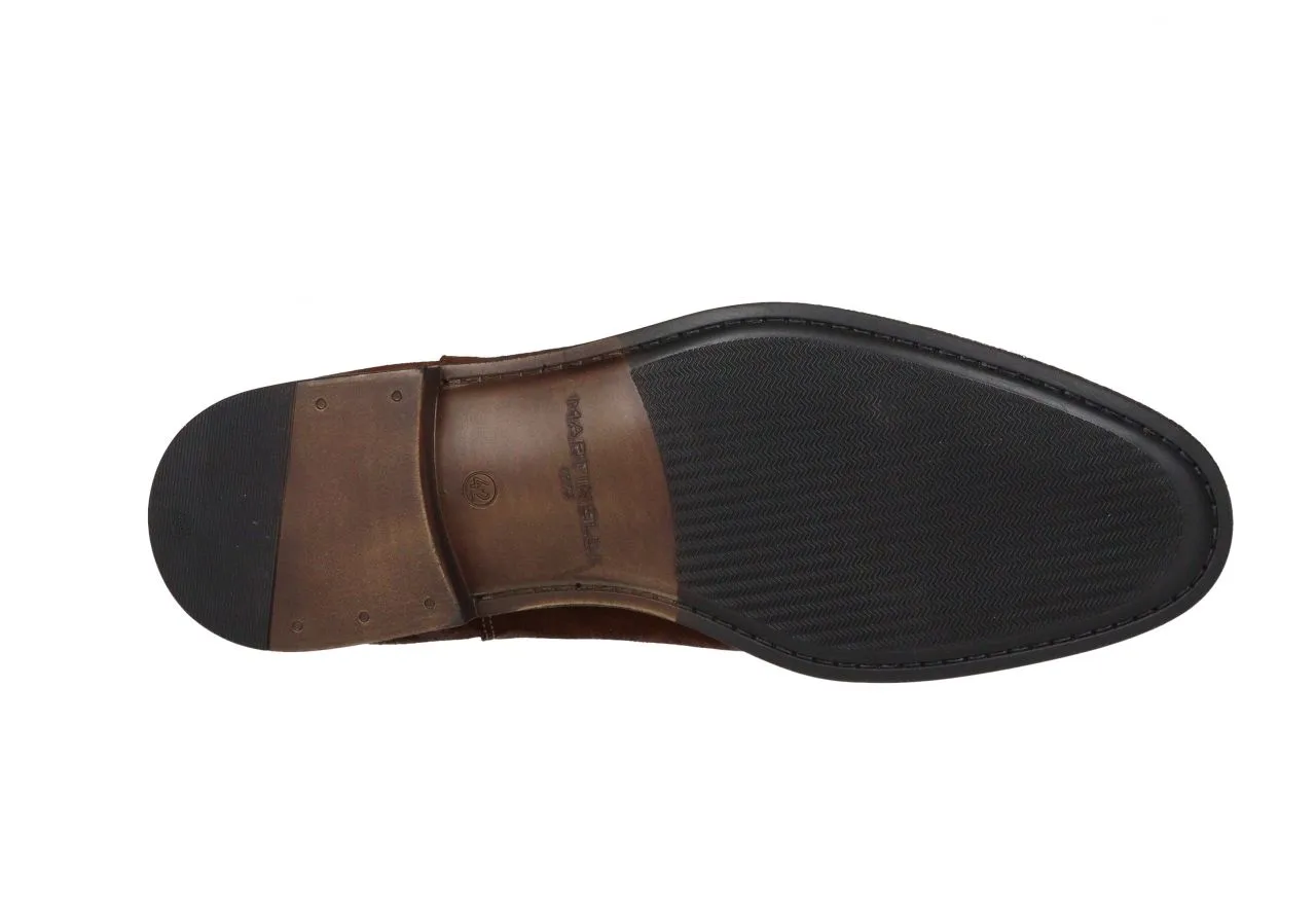 Botin Nobuck Marron Elasticos Laterales Piso Goma