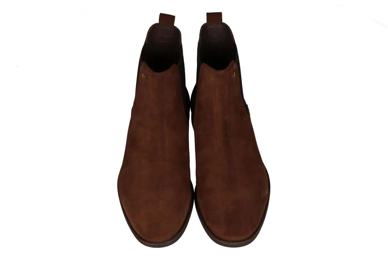 Botin Nobuck Marron Elasticos Laterales Piso Goma