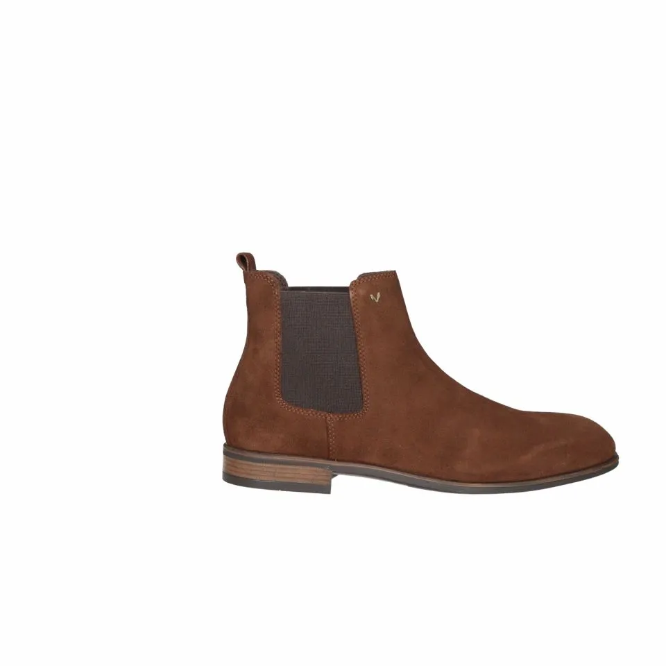 Botin Nobuck Marron Elasticos Laterales Piso Goma