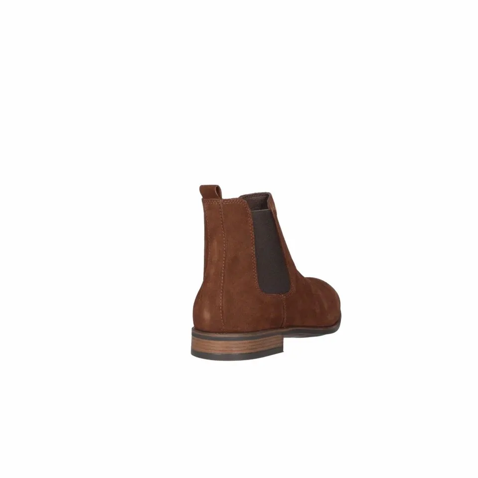 Botin Nobuck Marron Elasticos Laterales Piso Goma