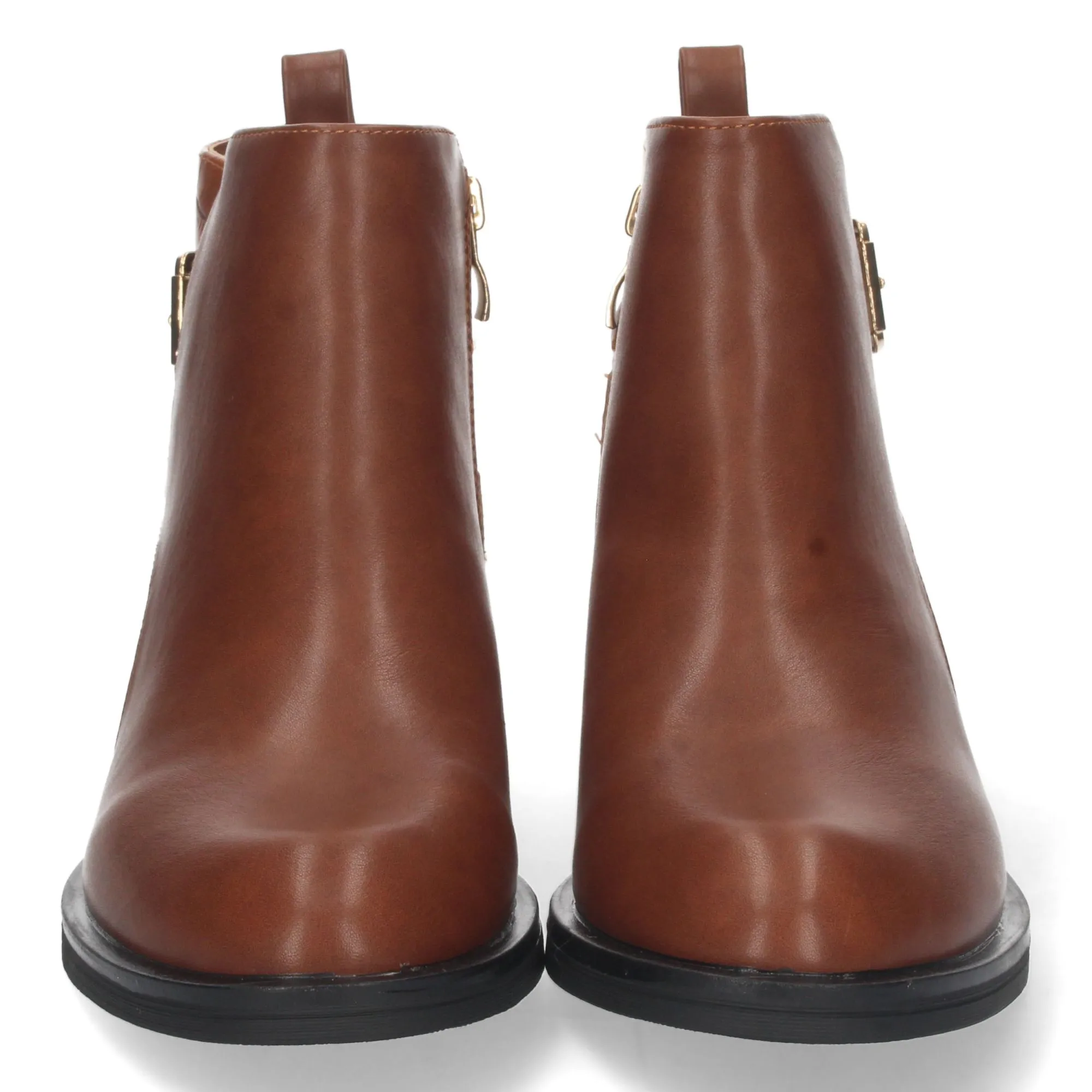 Botines bajos con cremallera mujer estampado color camel