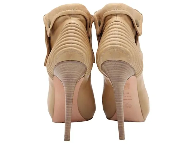 Botines con cremallera Faithful de Alexander McQueen en cuero beige Castaño 
