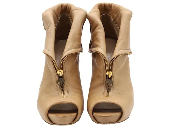 Botines con cremallera Faithful de Alexander McQueen en cuero beige Castaño 