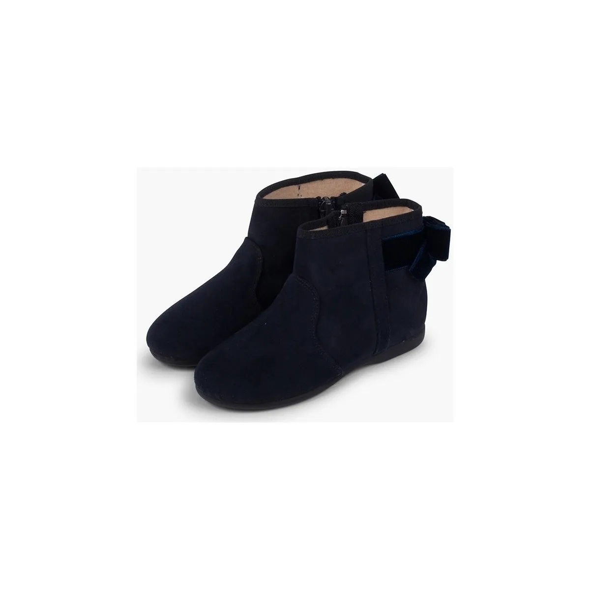 Botines con lazo terciopelo y cremallera