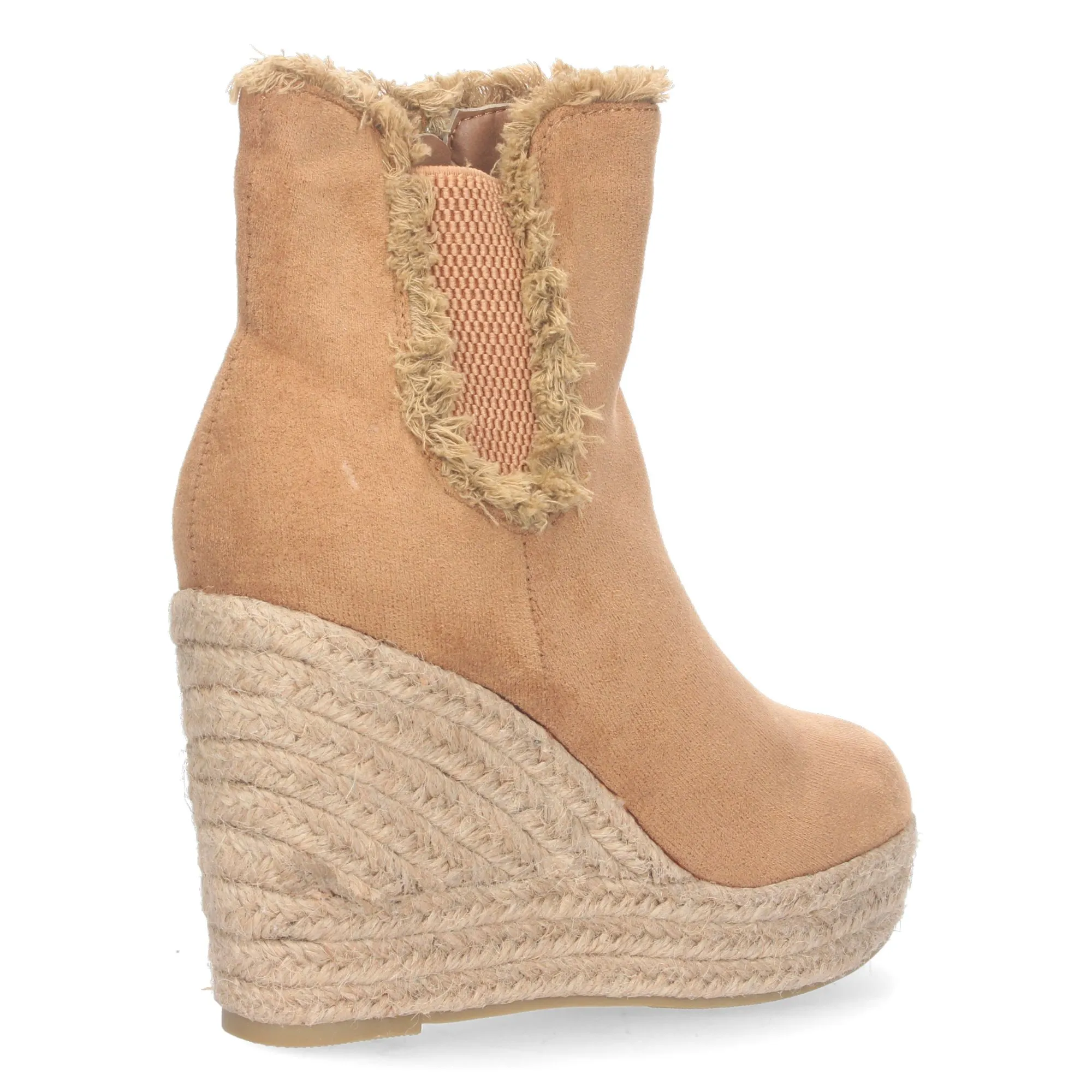 BOTINES DE CUñA EN YUTE CON CREMALLERA MUJER COLOR MARRóN AA17