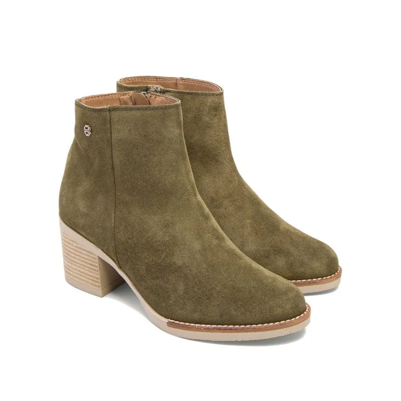 BOTINES DE TACÓN KAKI CON CREMALLERA NALA